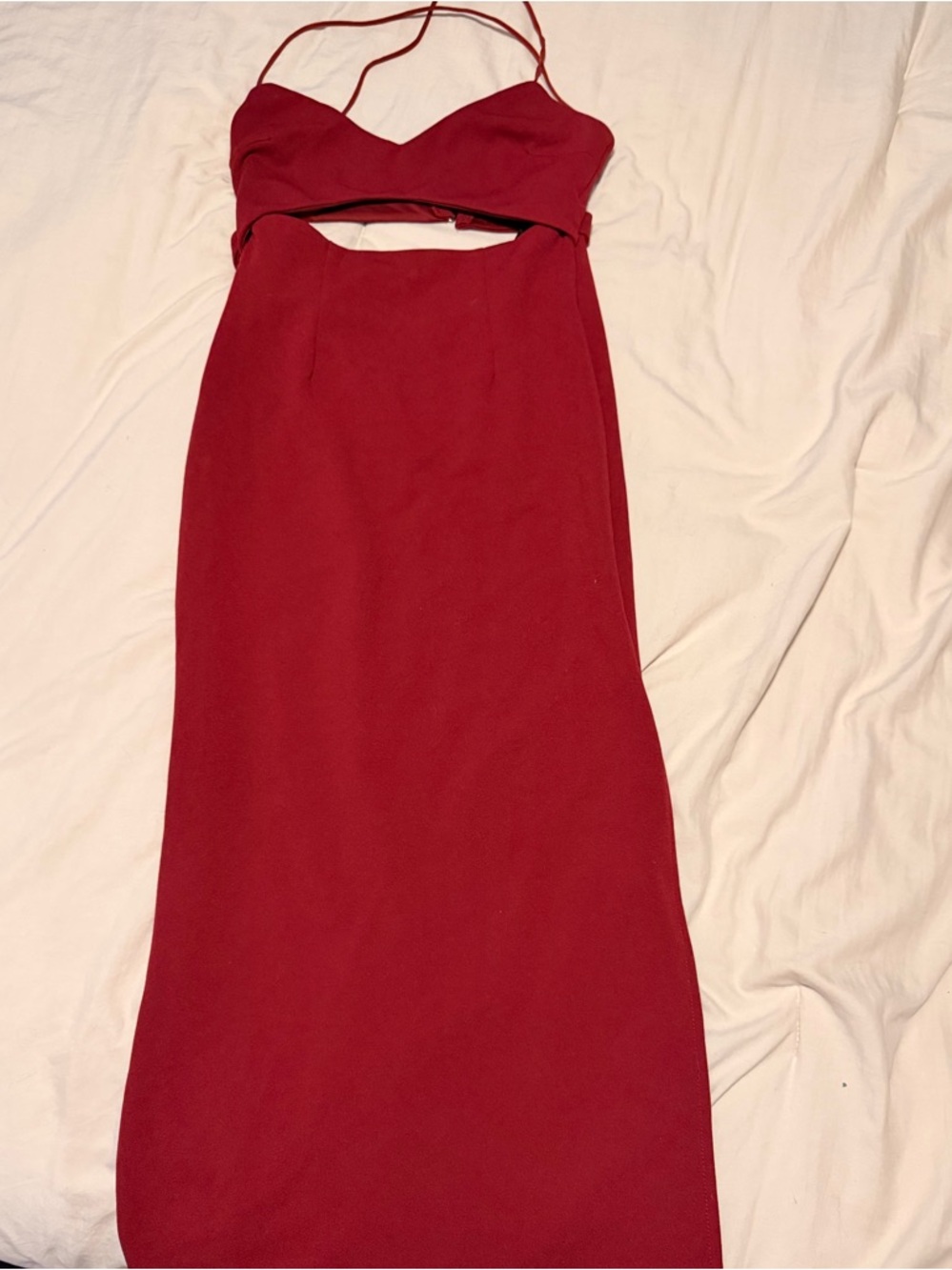 Hello Molly Burgundy Cutout Maxi Dress with Double Spaghetti Straps